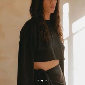 B.Freedom Simona Crop Long Sleeve Top Black Size Xs